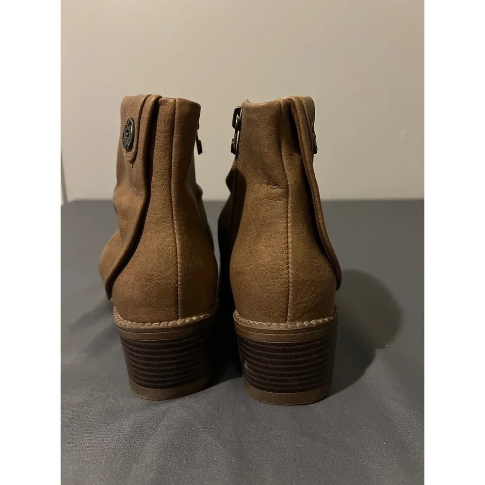 Blowfish‎ Malibu State of Mind Tan Brown Ruched Ankle Boots Womens 8 Side Zip